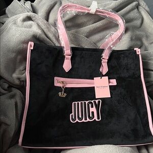 Juicy Couture Black and Pink Suede Tote NTW
